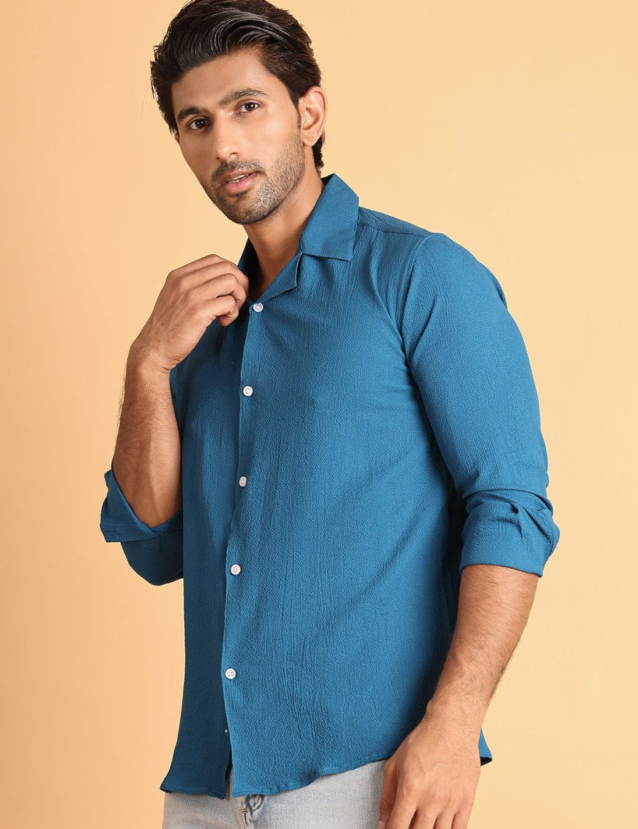 Self Design Cotton Formal Shirt for Men - SF_904Peacock_S