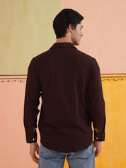 Self Design Cotton Formal Shirt for Men - SF_904Coffee_S
