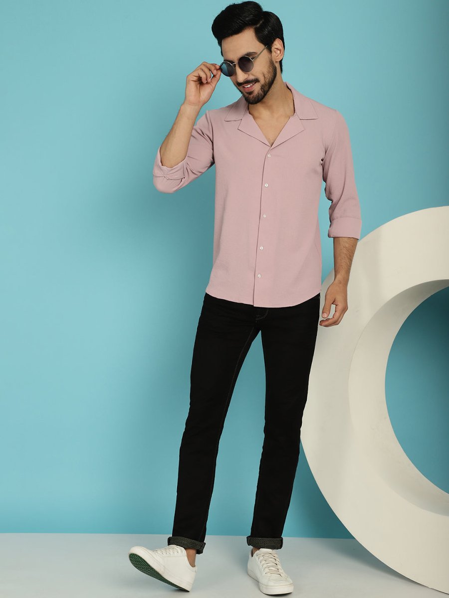 Self Design Cotton Formal Shirt for Men - SF_904Magenta_S
