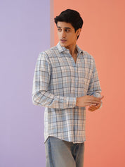 Sky Checked Cotton Shirt for Men - SF_9017Sky_S
