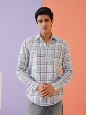 Sky Checked Cotton Shirt for Men - SF_9017Sky_S