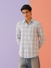 Sky Checked Cotton Shirt for Men - SF_9017Sky_S