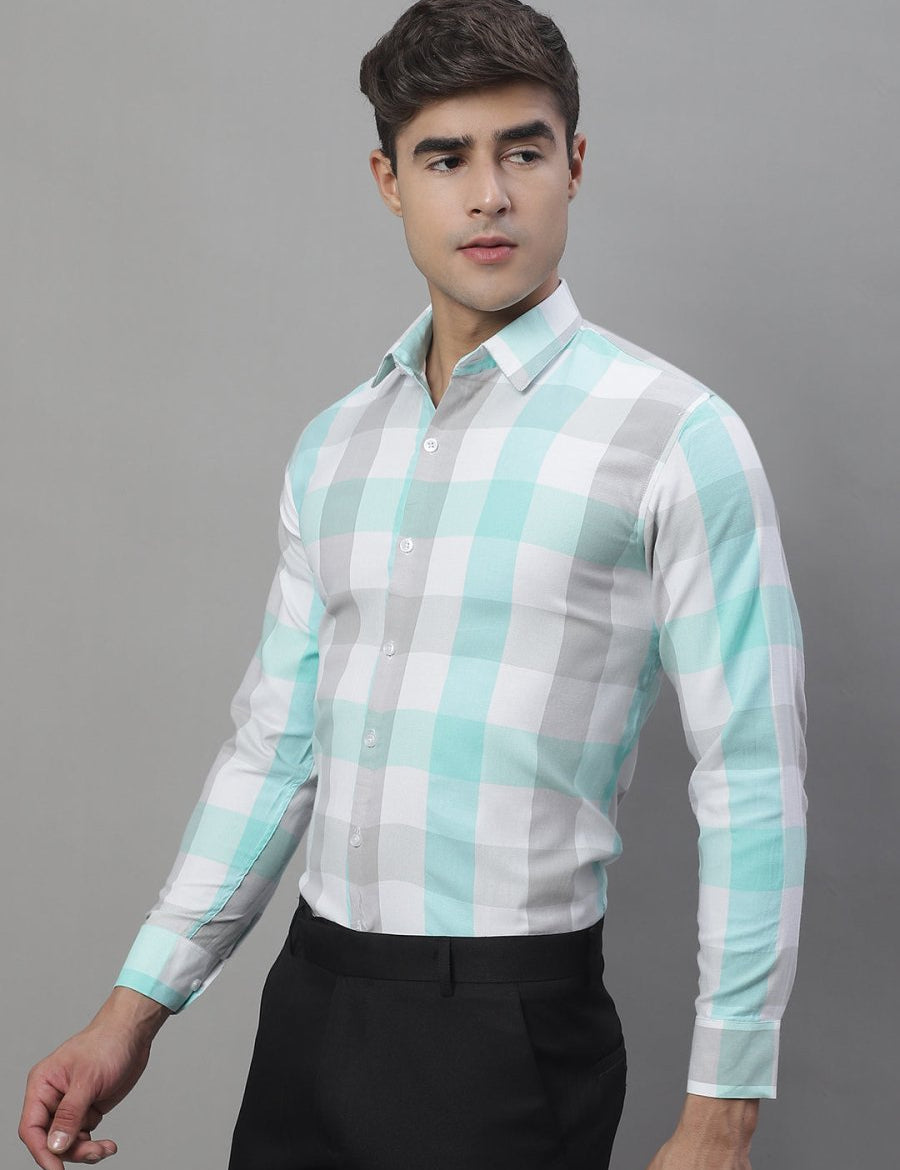 Sky Checked Cotton Shirt for Men - SF_877Sky_S