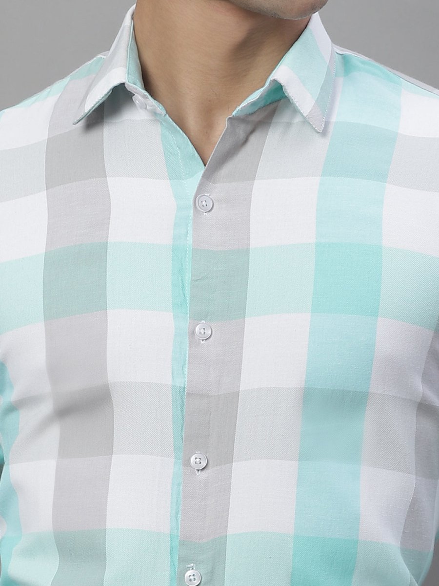 Sky Checked Cotton Shirt for Men - SF_877Sky_S