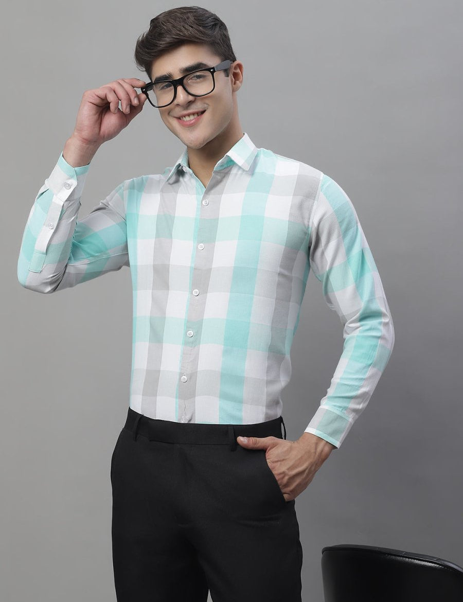 Sky Checked Cotton Shirt for Men - SF_877Sky_S