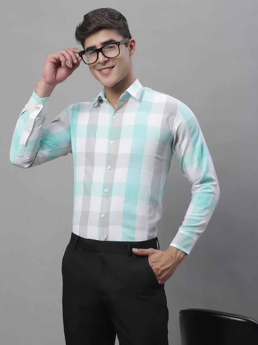 Sky Checked Cotton Shirt for Men - SF_877Sky_S