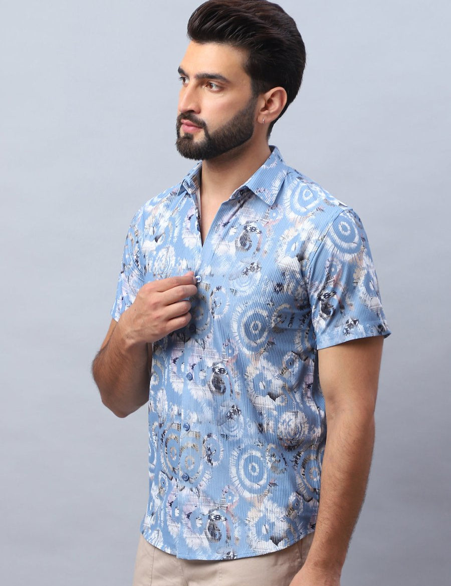Sky Printed Party Shirt for Men - SF_981Sky_S