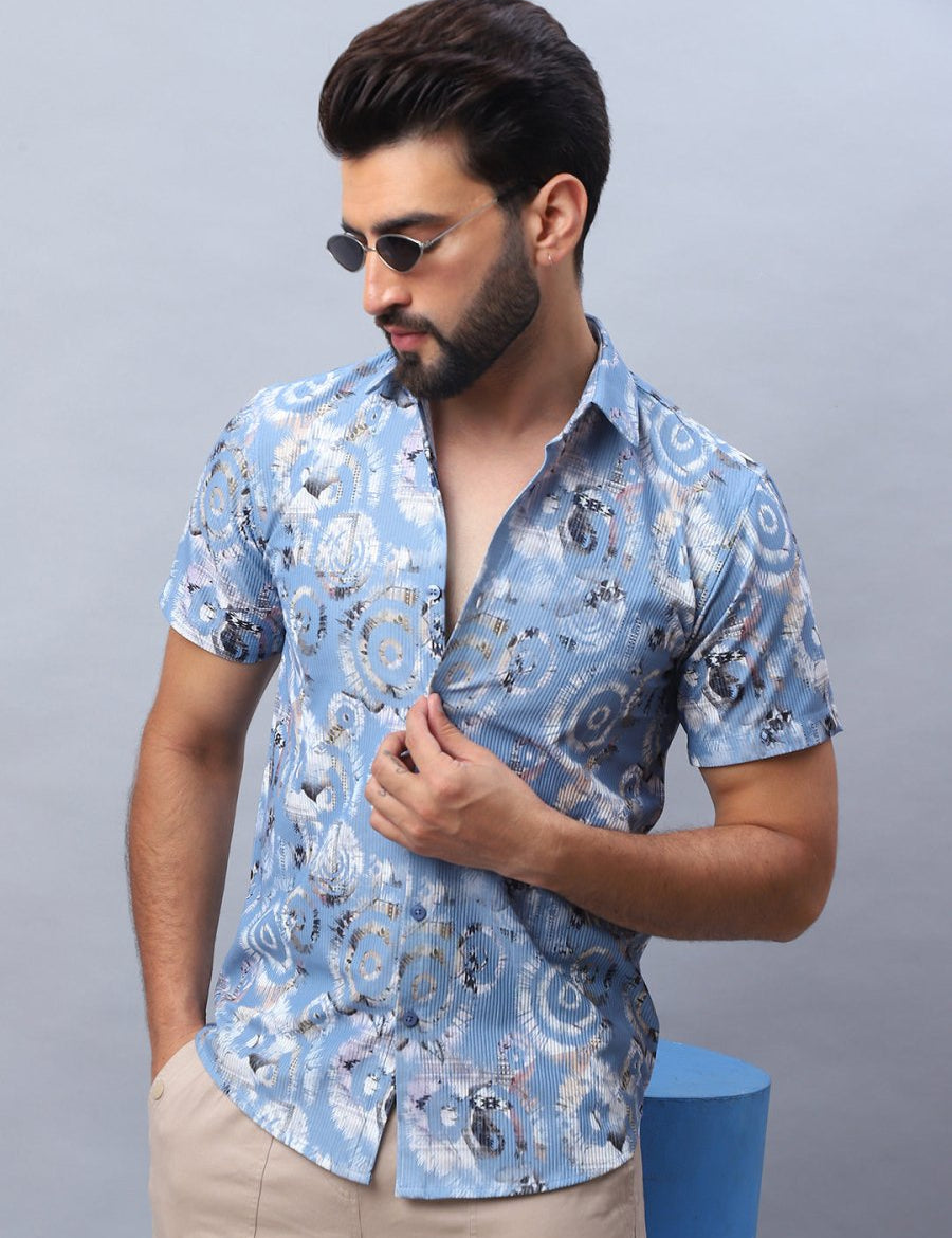 Sky Printed Party Shirt for Men - SF_981Sky_S