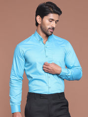 Sky Solid Cotton Formal Shirt for Men - SF_9042Sky_S