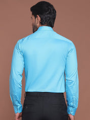 Sky Solid Cotton Formal Shirt for Men - SF_9042Sky_S
