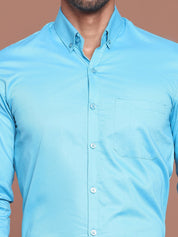 Sky Solid Cotton Formal Shirt for Men - SF_9042Sky_S