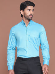 Sky Solid Cotton Formal Shirt for Men - SF_9042Sky_S
