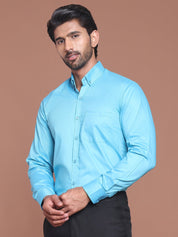 Sky Solid Cotton Formal Shirt for Men - SF_9042Sky_S
