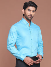 Sky Solid Cotton Formal Shirt for Men - SF_9042Sky_S