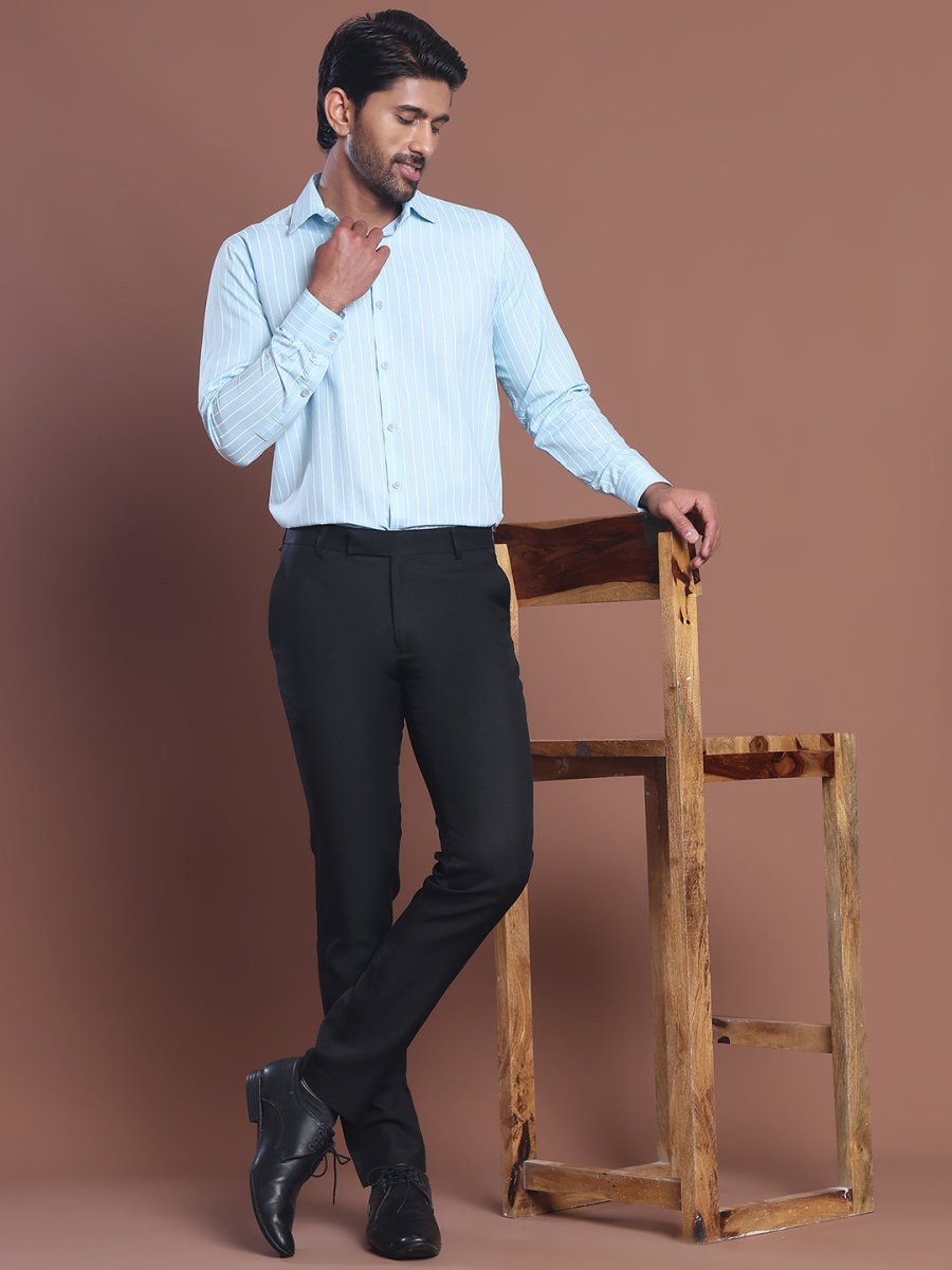 Sky Striped Cotton Shirt for Men - SF_770Sky_S