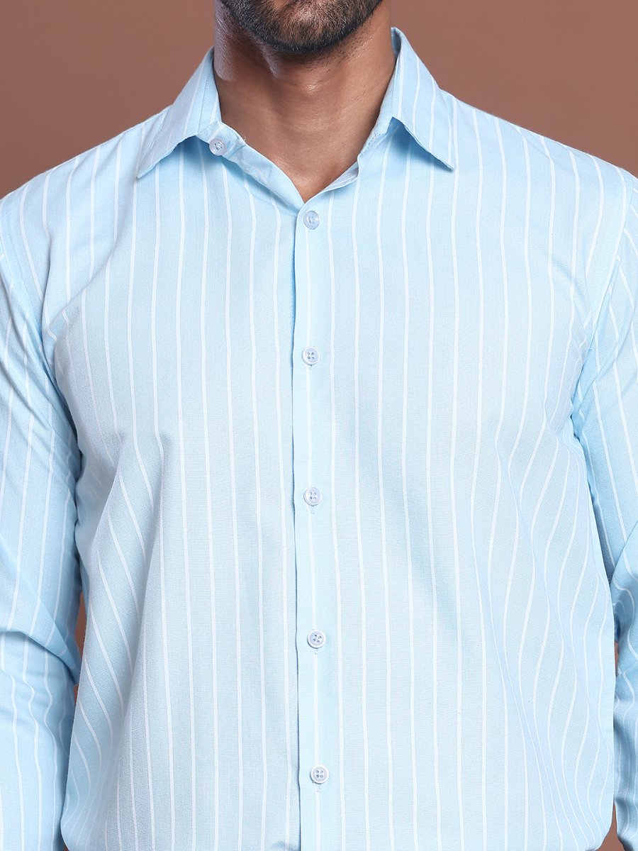 Sky Striped Cotton Shirt for Men - SF_770Sky_S