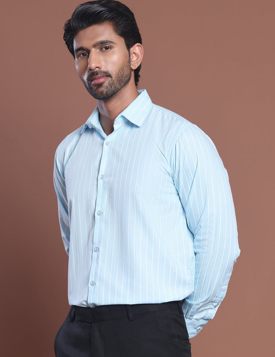 Sky Striped Cotton Shirt for Men - SF_770Sky_S