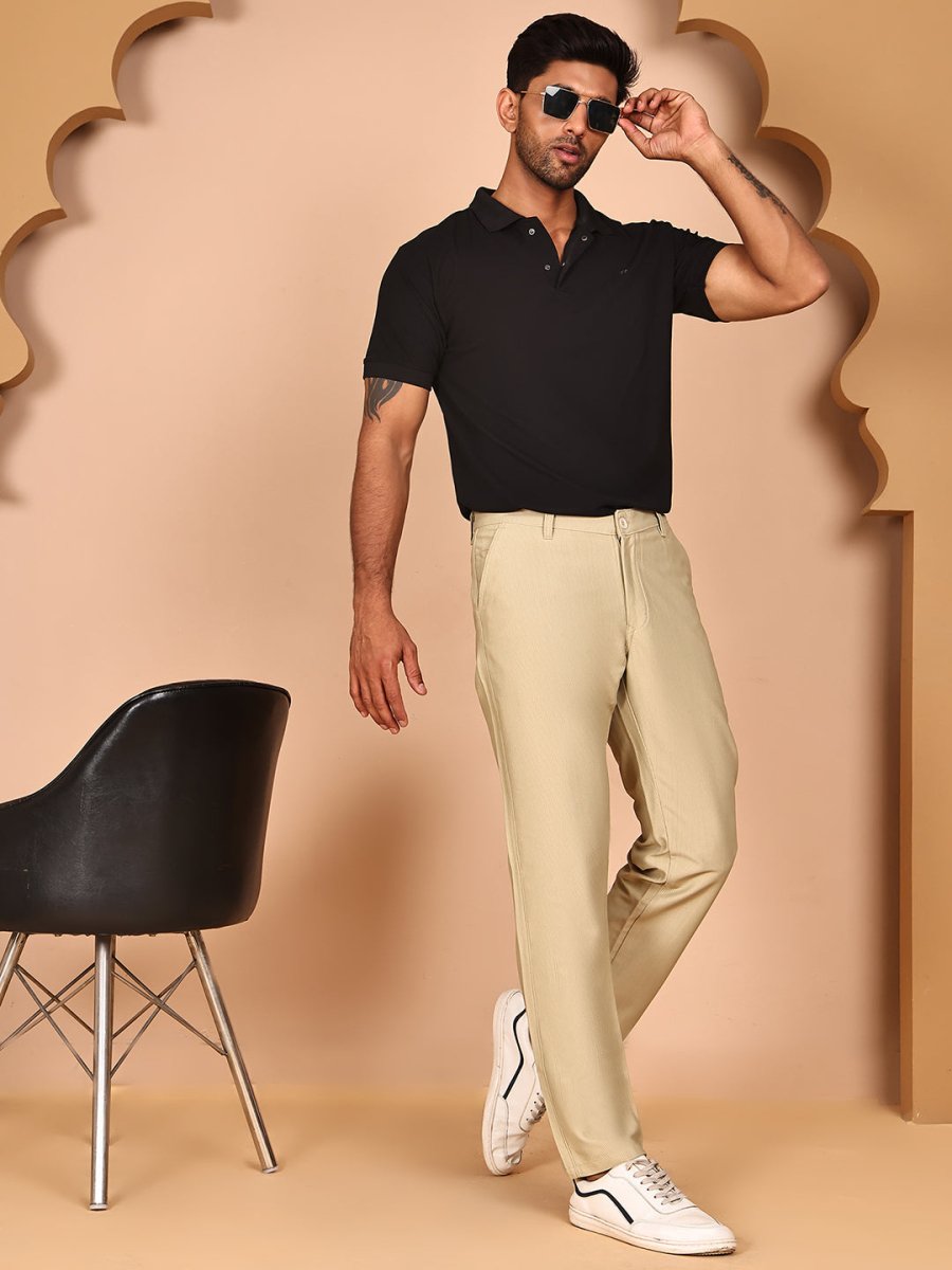 Smart Casual Cotton Blend Pants for Men - FGP_302Beige_30