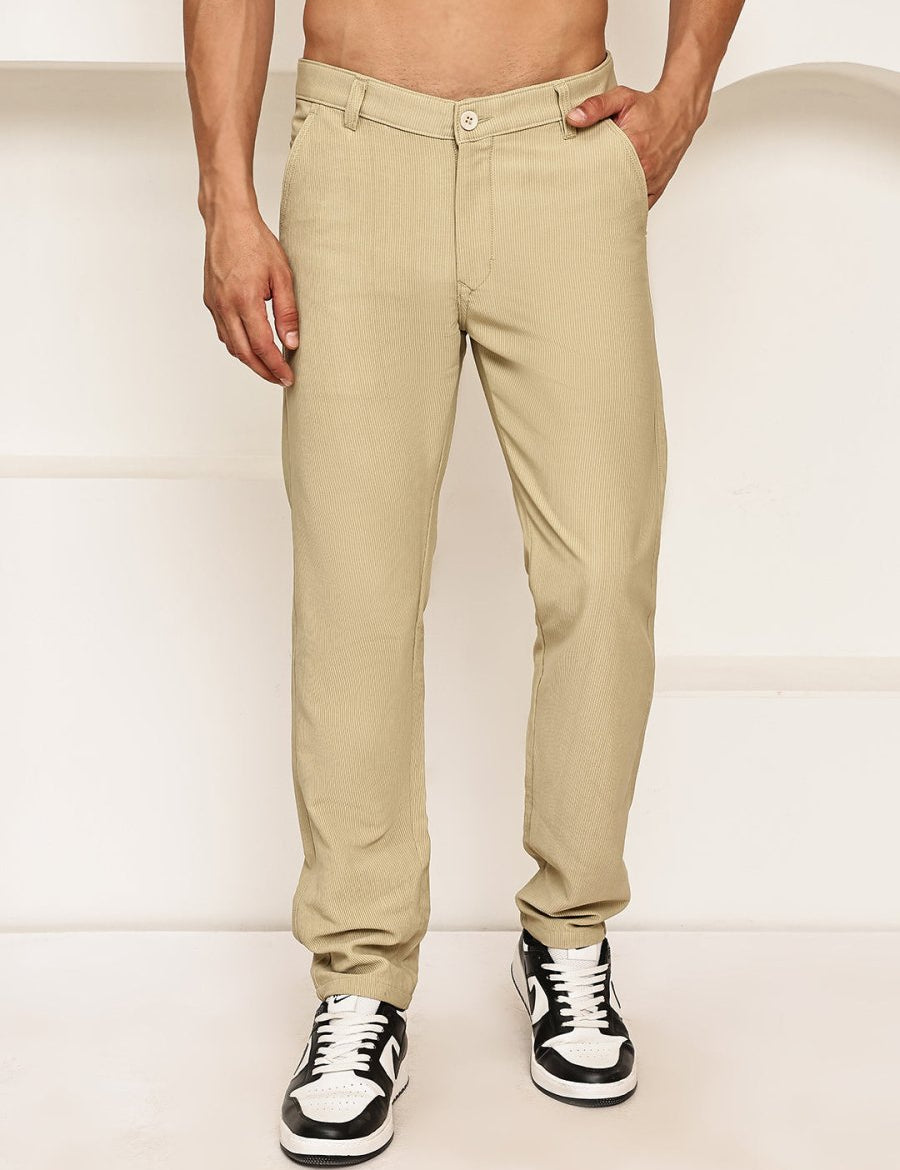 Smart Casual Cotton Blend Pants for Men - FGP_302Beige_30