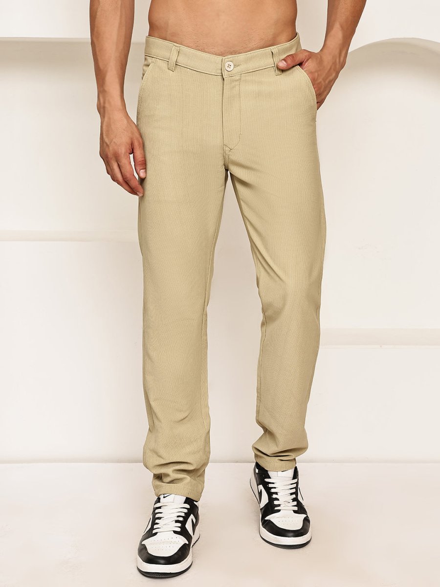 Smart Casual Cotton Blend Pants for Men - FGP_302Beige_30