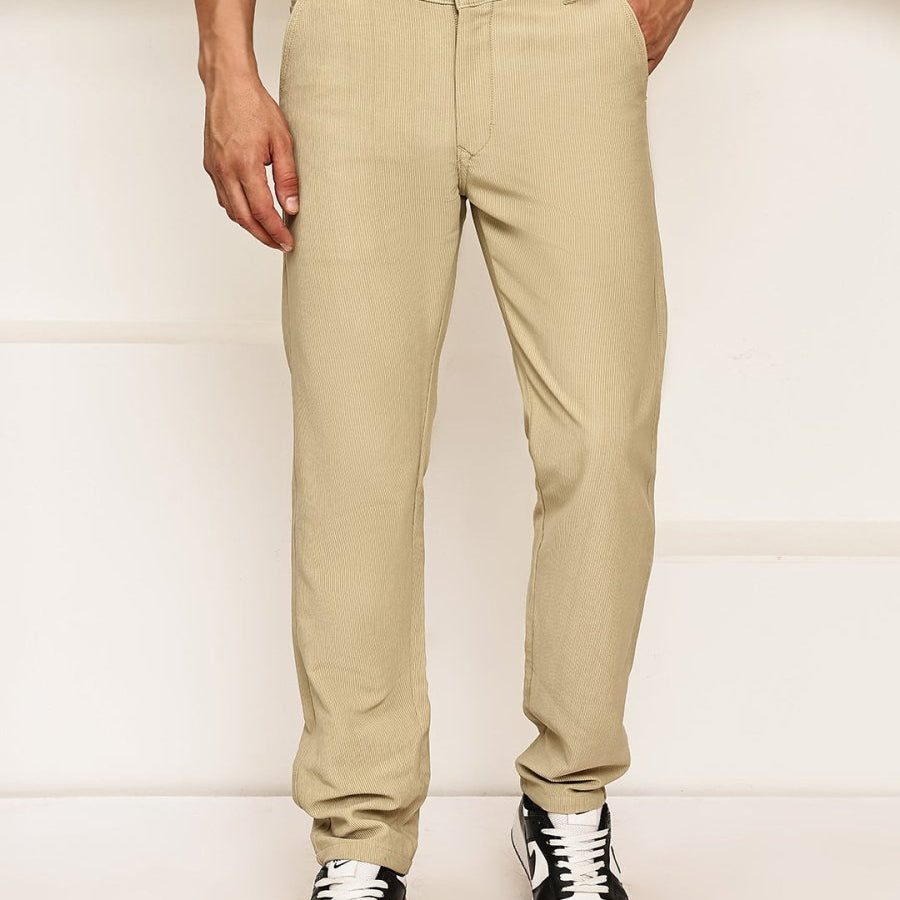 Smart Casual Cotton Blend Pants for Men - FGP_302Beige_30