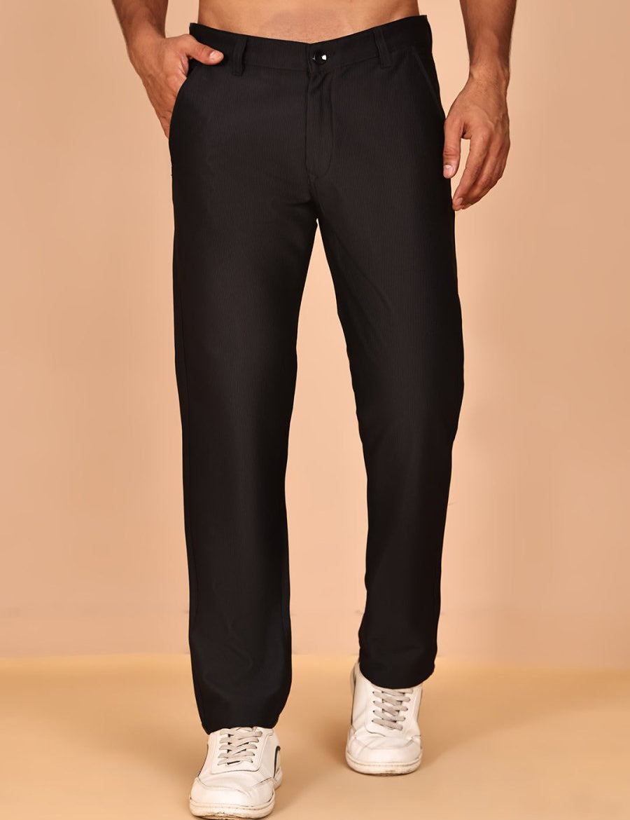 Smart Casual Cotton Blend Pants for Men - FGP_302Black_30