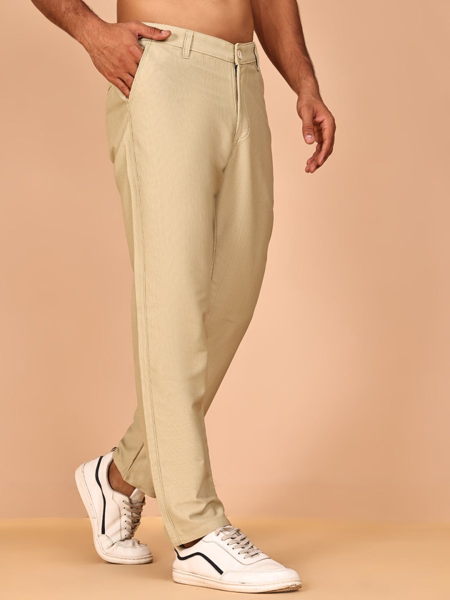 Smart Casual Cotton Blend Pants for Men - FGP_302Beige_30