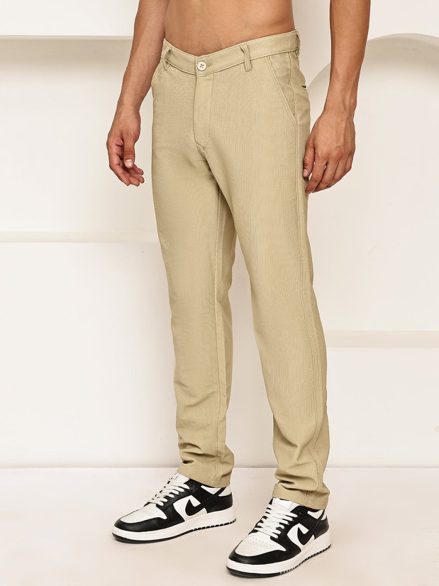 Smart Casual Cotton Blend Pants for Men - FGP_302Beige_30