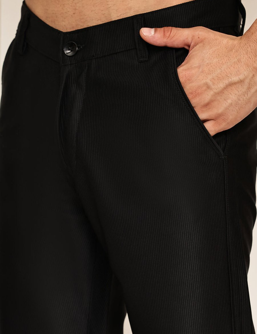 Smart Casual Cotton Blend Pants for Men - FGP_302Black_30