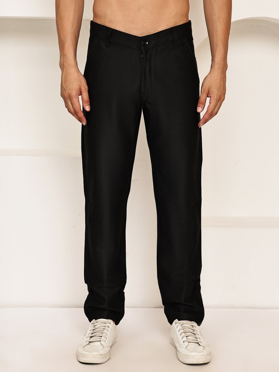 Smart Casual Cotton Blend Pants for Men - FGP_302Black_30