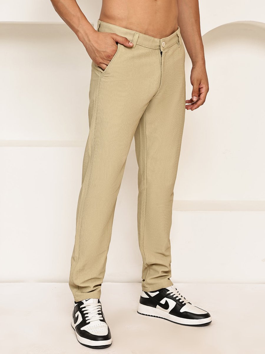 Smart Casual Cotton Blend Pants for Men - FGP_302Beige_30
