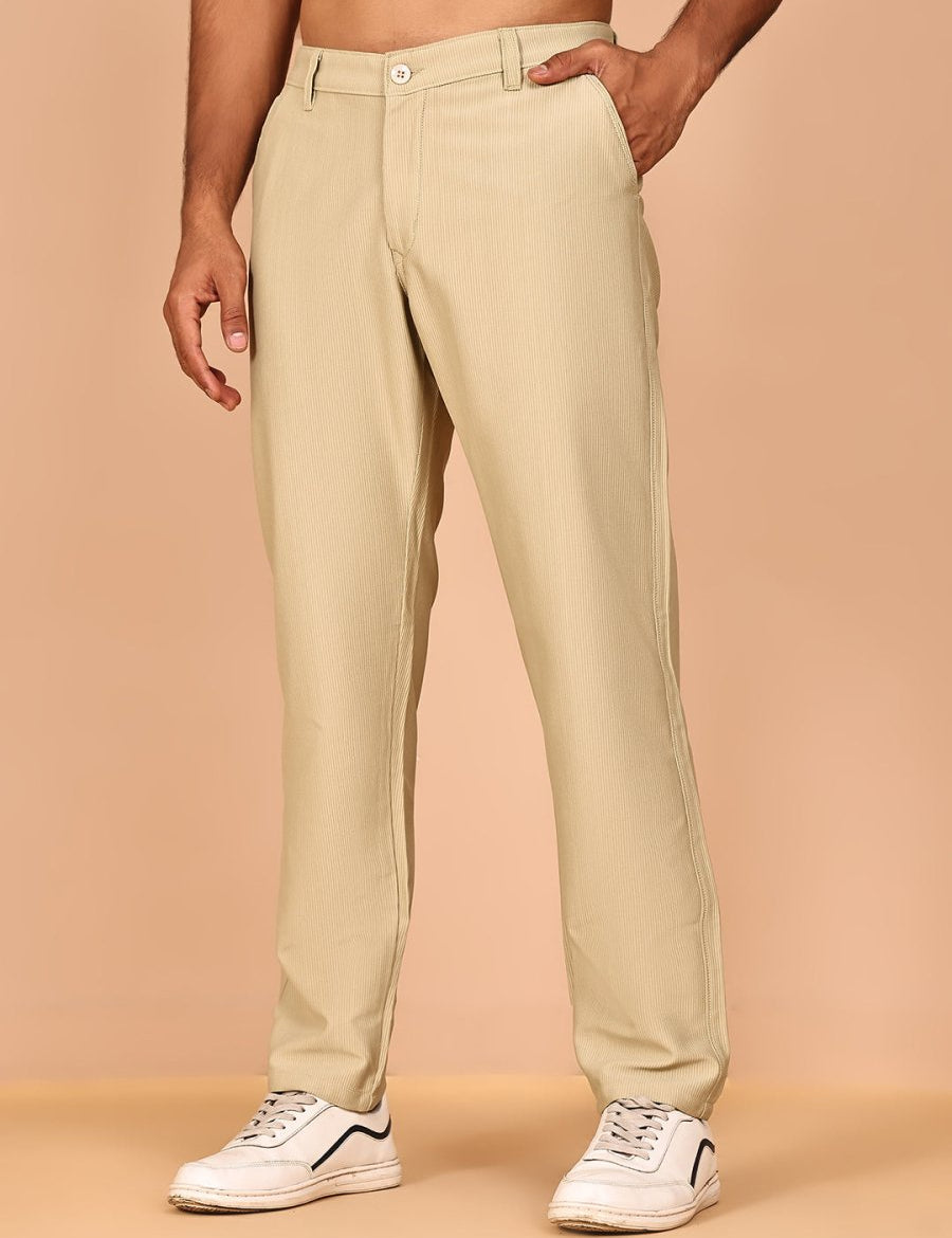 Smart Casual Cotton Blend Pants for Men - FGP_302Beige_30