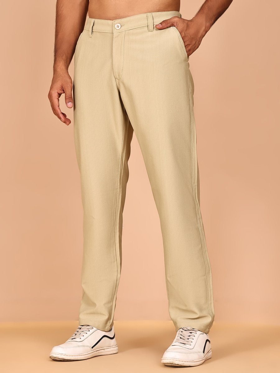 Smart Casual Cotton Blend Pants for Men - FGP_302Beige_30