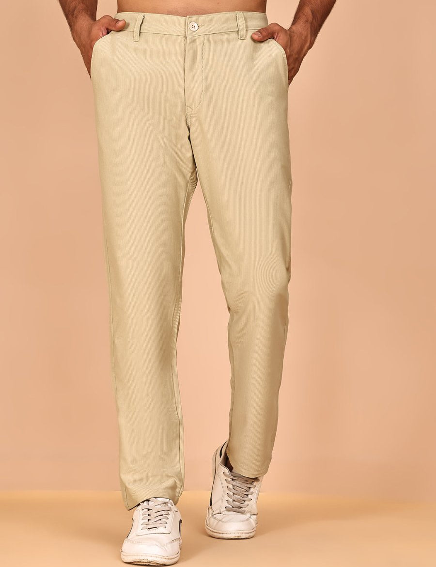 Smart Casual Cotton Blend Pants for Men - FGP_302Beige_30