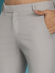 Solid Cotton Formal Trouser for Men's - FGP_275Light-Grey_30