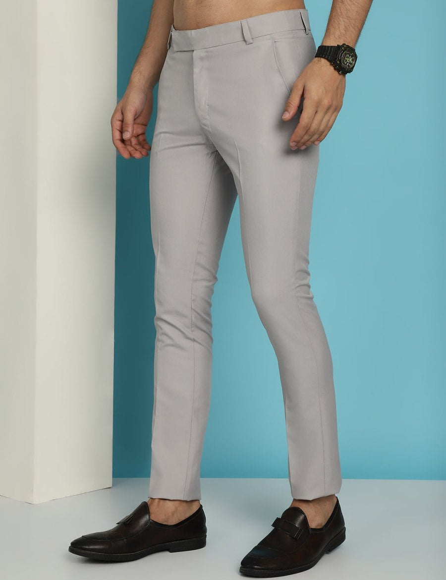 Solid Cotton Formal Trouser for Men's - FGP_275Light-Grey_30