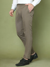 Solid Cotton Formal Trouser for Men's - FGP_275Brown_30