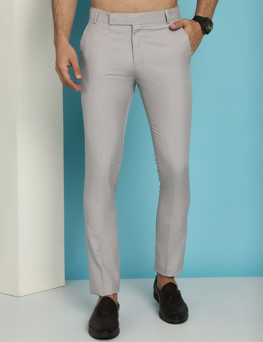 Solid Cotton Formal Trouser for Men's - FGP_275Light-Grey_30