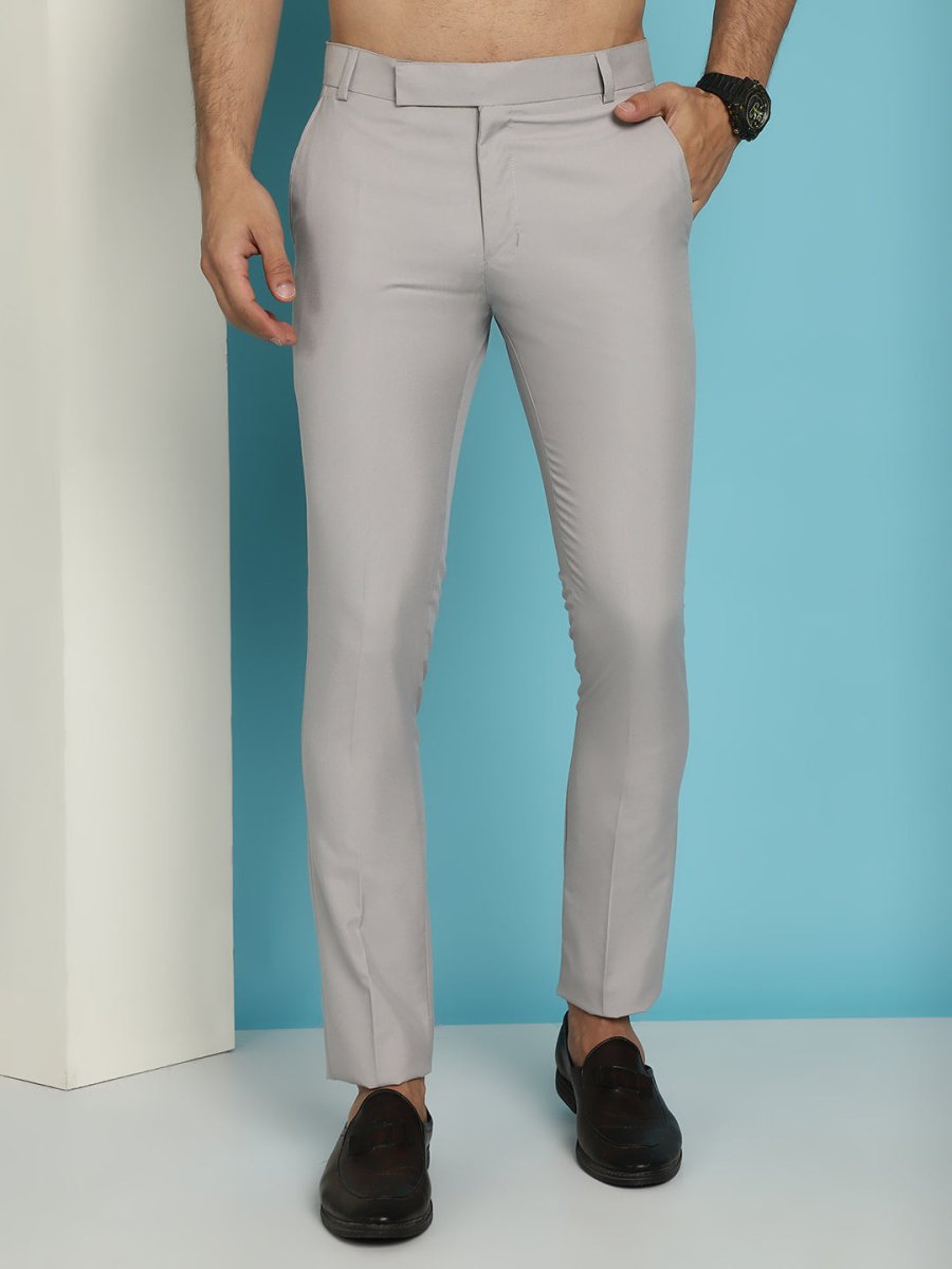 Solid Cotton Formal Trouser for Men's - FGP_275Light-Grey_30