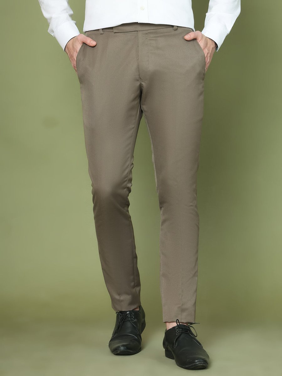 Solid Cotton Formal Trouser for Men's - FGP_275Brown_30