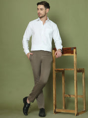 Solid Cotton Formal Trouser for Men's - FGP_275Brown_30