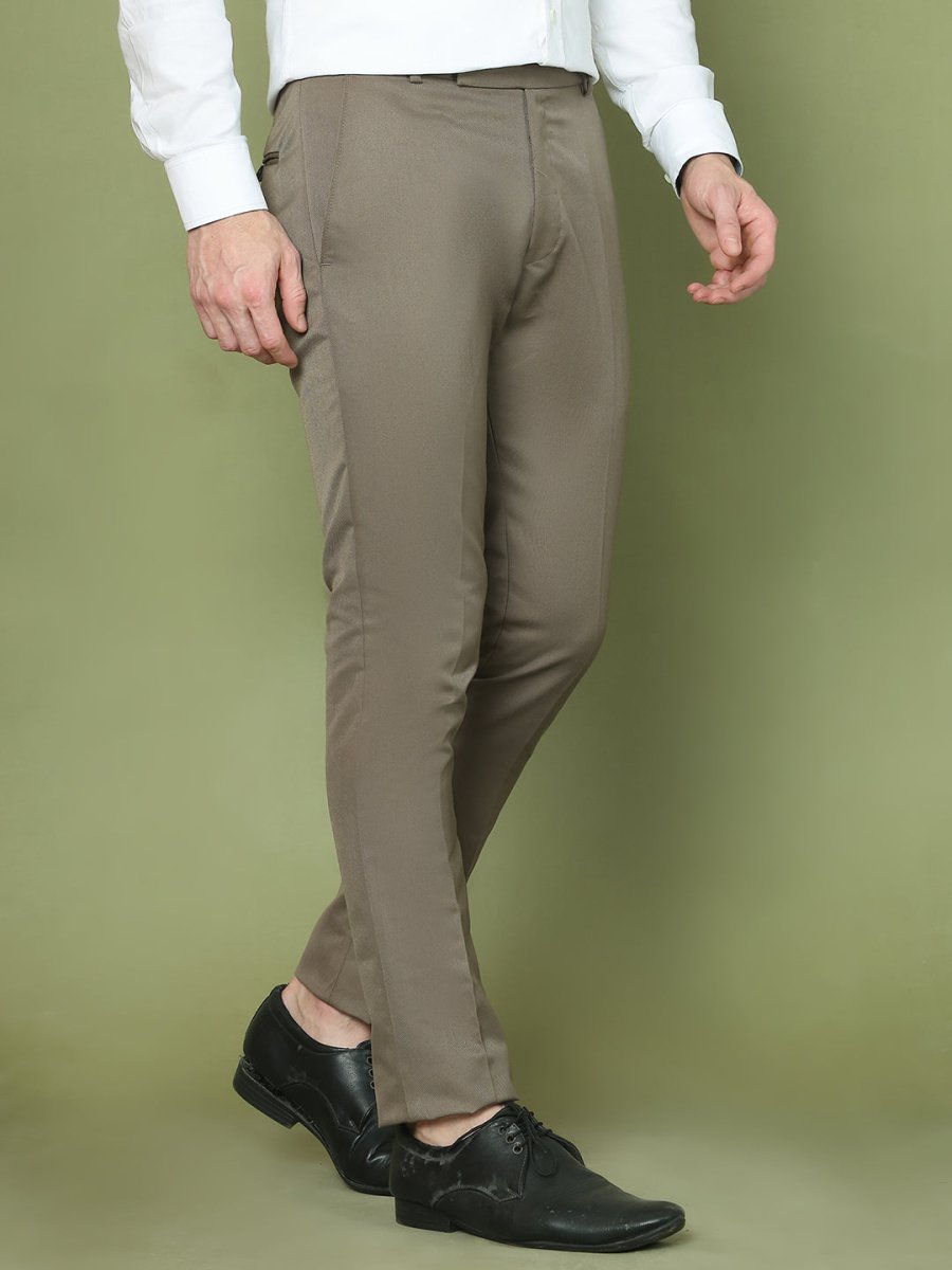 Solid Cotton Formal Trouser for Men's - FGP_275Brown_30