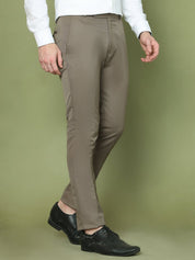 Solid Cotton Formal Trouser for Men's - FGP_275Brown_30