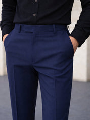 Solid Cotton Formal Trouser for Men's - FGP_275Navy_30