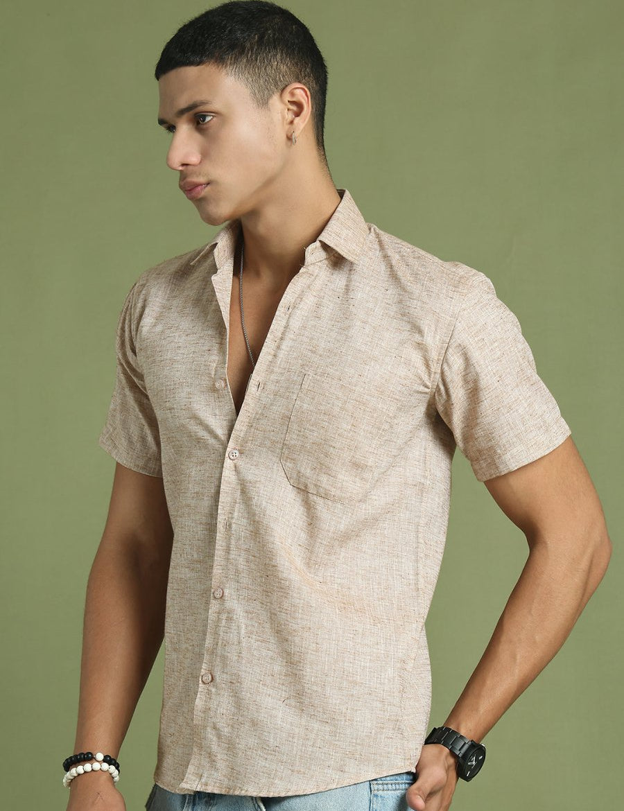 Solid Half Sleeve Shirt for Men - SF_783Rust_S