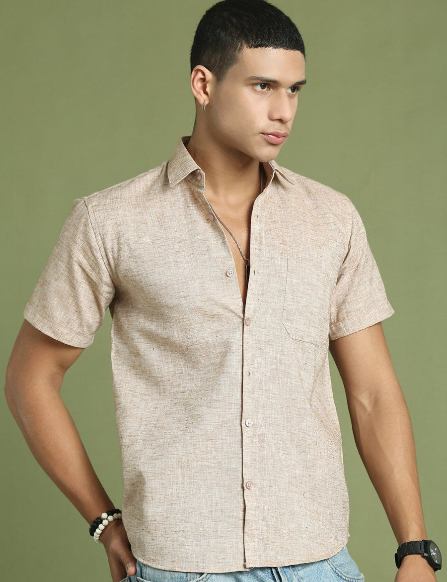 Solid Half Sleeve Shirt for Men - SF_783Rust_S