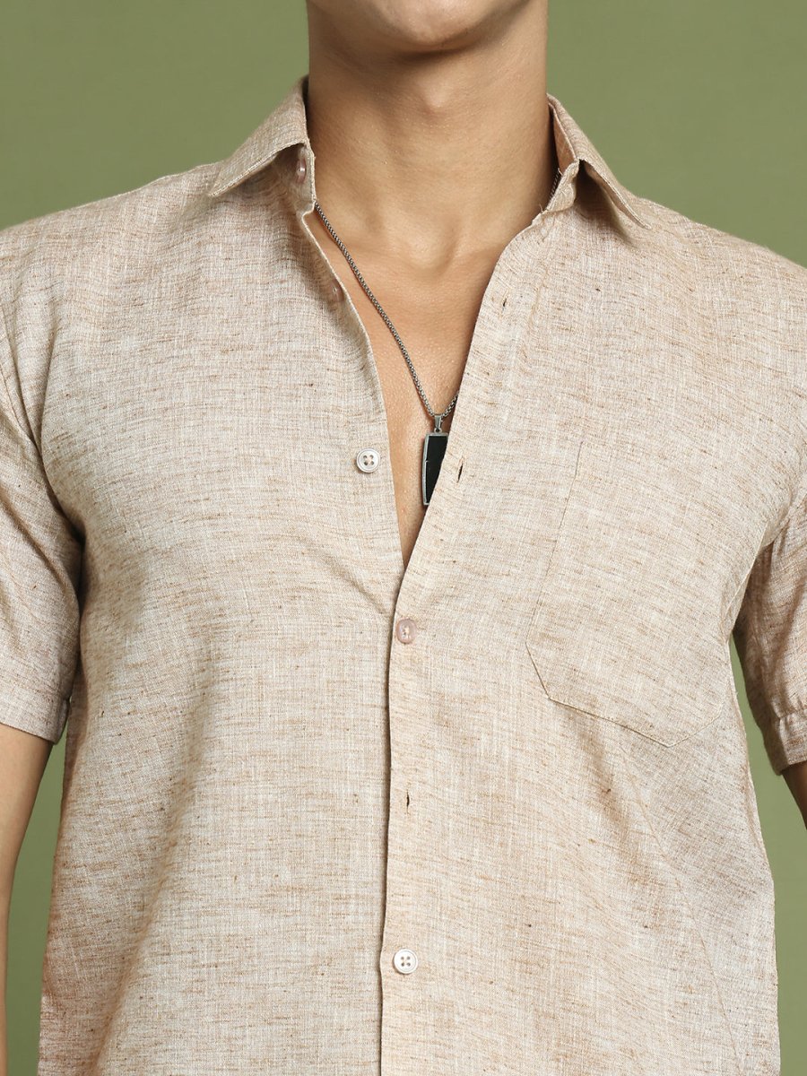 Solid Half Sleeve Shirt for Men - SF_783Rust_S