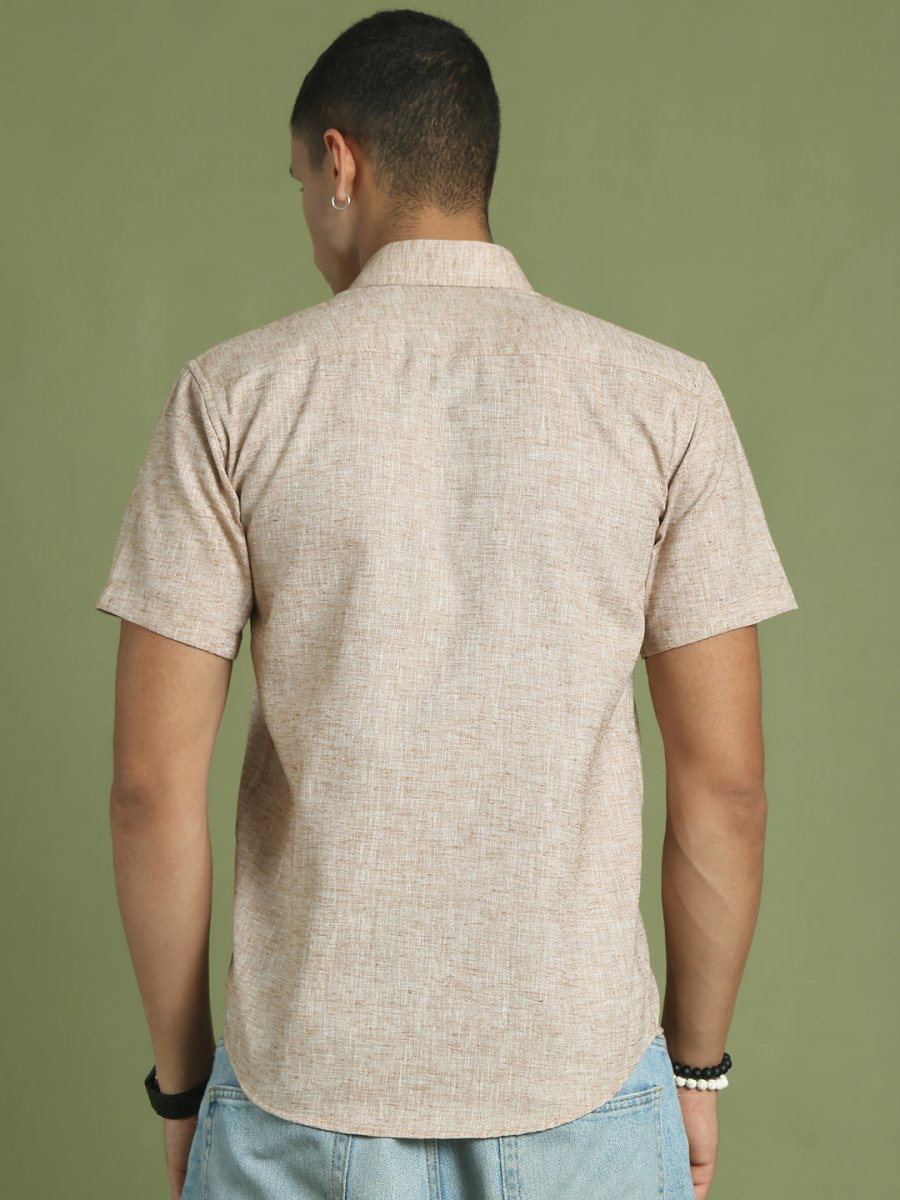 Solid Half Sleeve Shirt for Men - SF_783Rust_S