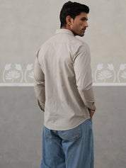 Solid Pure Cotton Casual Shirt for Men - SF_9055Light-Grey_S