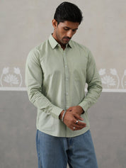 Solid Pure Cotton Casual Shirt for Men - SF_9055Pista_S